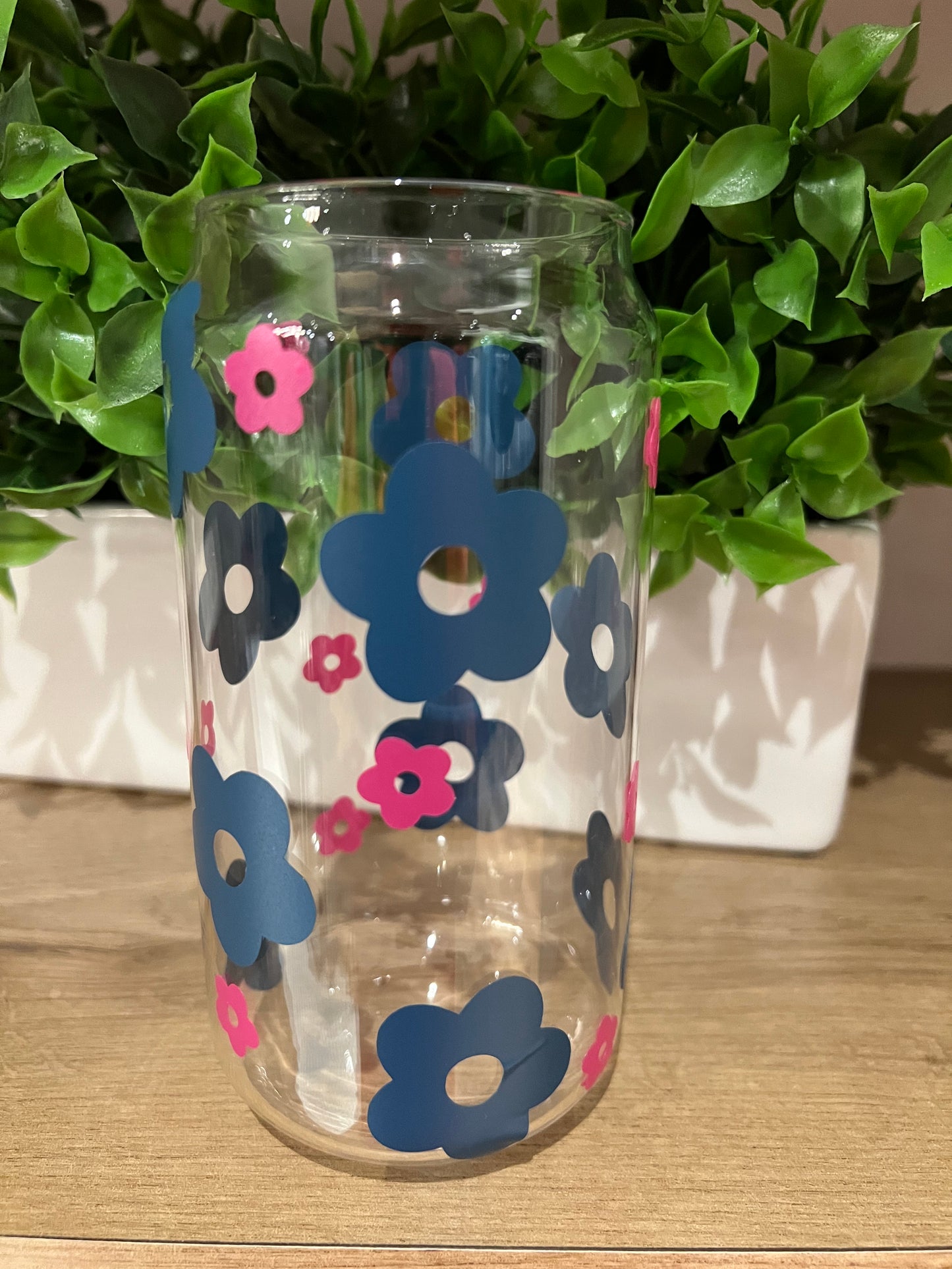 Retro large/small flower glass cans