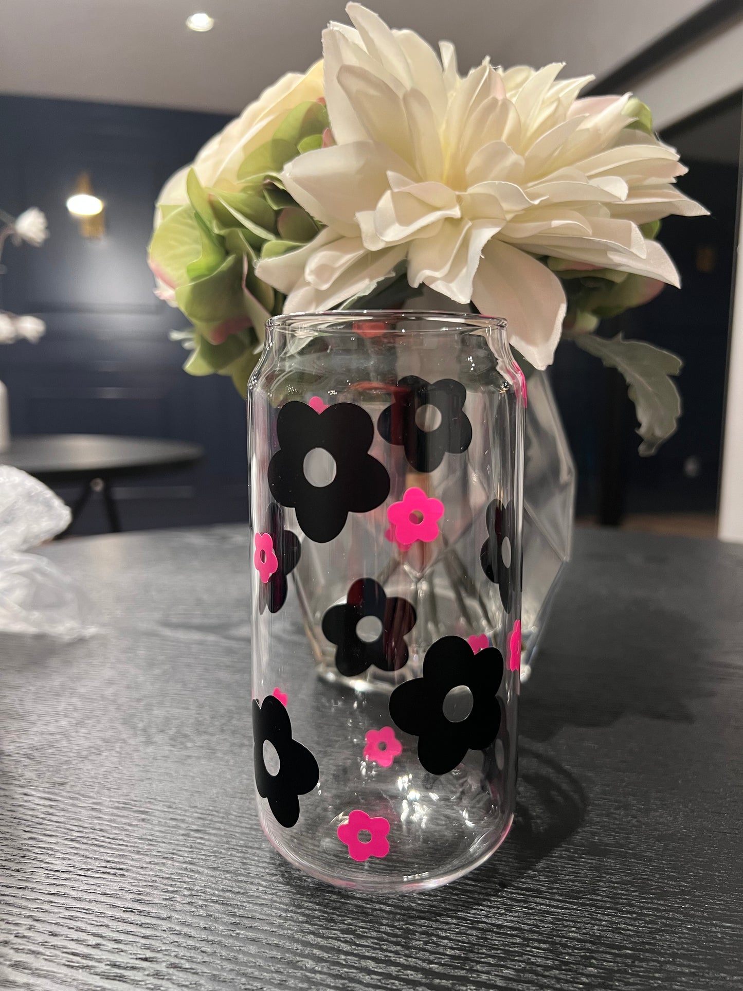 Retro large/small flower glass cans