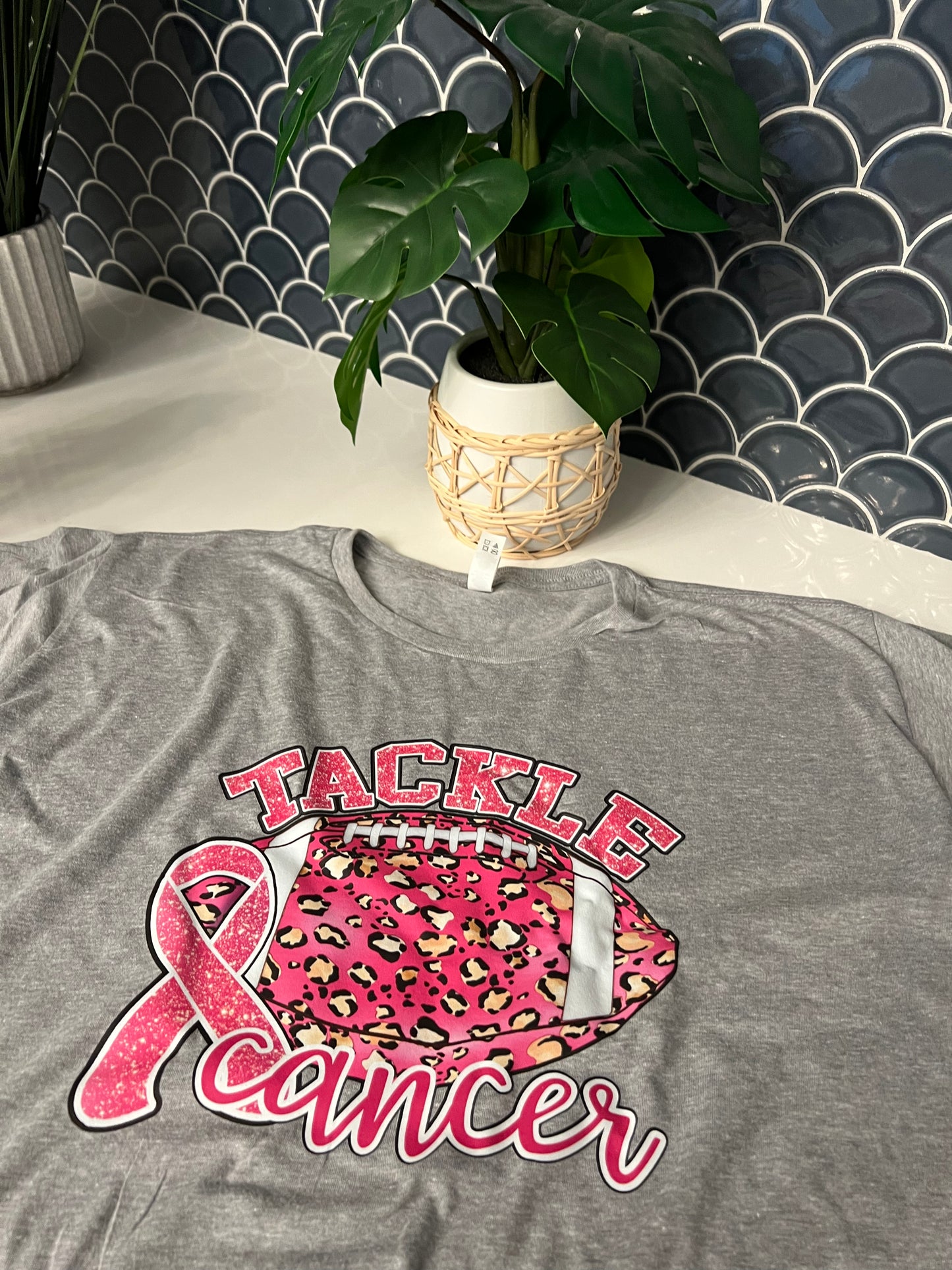 Tackle Cancer Pink Football tshirt